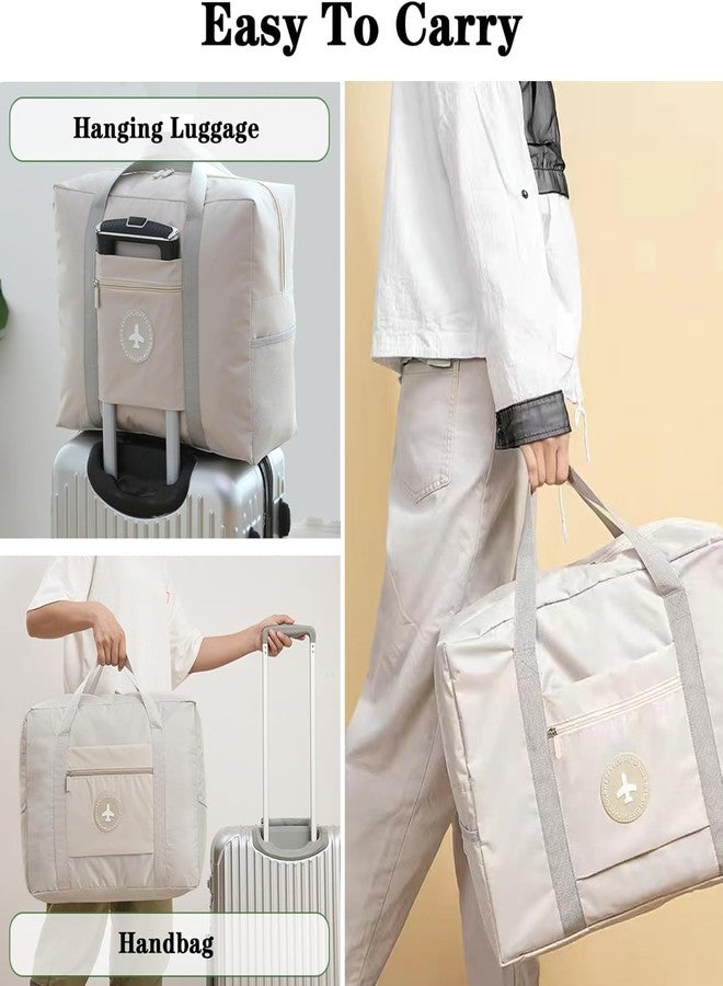 Keetly Travel Bag Foldable Duffle Bag Airlines PersonalItem Bag for Women Men Lightweight Short Trip Carry On Bag Sports Gym Tote Weekender Overnight Bag (Beige) - Image 3